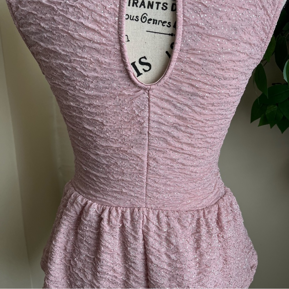 Alice Moon Sleeveless Glitter Peplum Top Pink Sz S - Picture 11 of 15